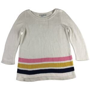Boden Cream Cotton Boat Neck Pullover Sweater - Size 10